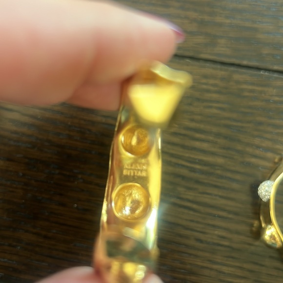 Alexis Bittar Gold Crystal Encrusted Molten Studded Hoop Earrings NWOT - Picture 6 of 6